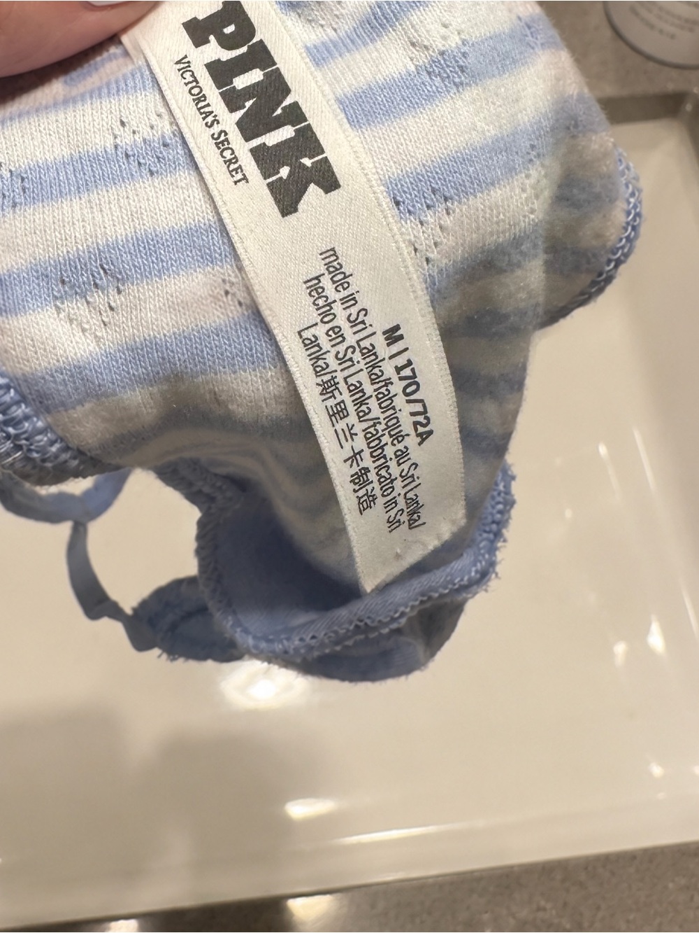 PINK Victoria's Secret Light Blue and White Striped Cotton Briefs